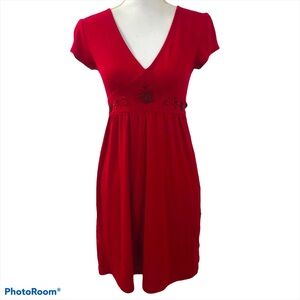 Papaya Red Beaded Midi Dress Size M
